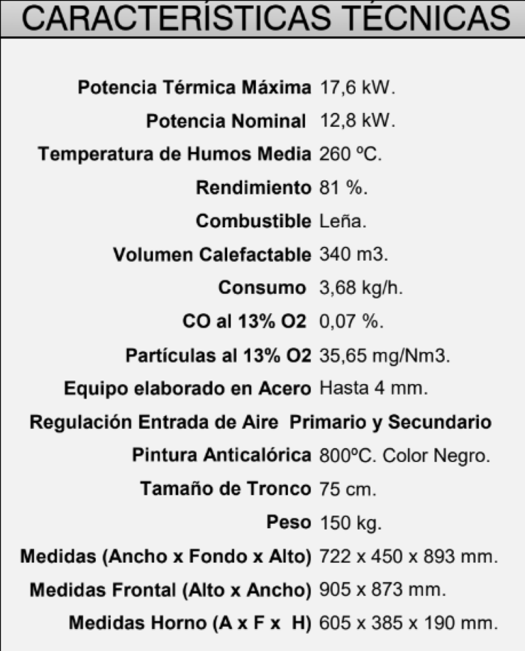 INSERTABLE DE LEÑA CON HORNO INOX Y BANDEJA DE 60CM FM MODELO I/IT-180 H (CON/SIN TURBINA) - Imagen 4