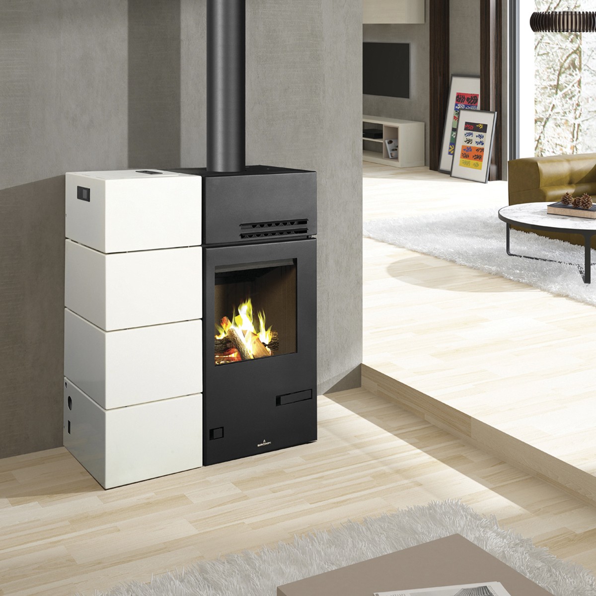 ESTUFA MIXTA PELLET Y LEÑA BRONPI MODELO CAROL MIXTA 10 KW - Imagen 2