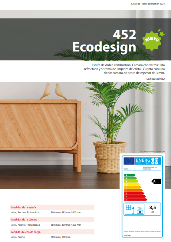 ESTUFA DE LEÑA THECA MODELO 452 ECODESIGN - Imagen 3