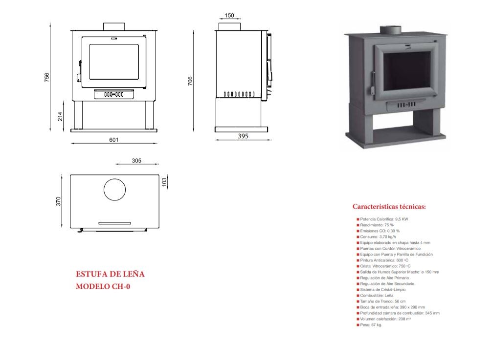 ESTUFA LEÑA FM MODELO CH-0 - Imagen 4