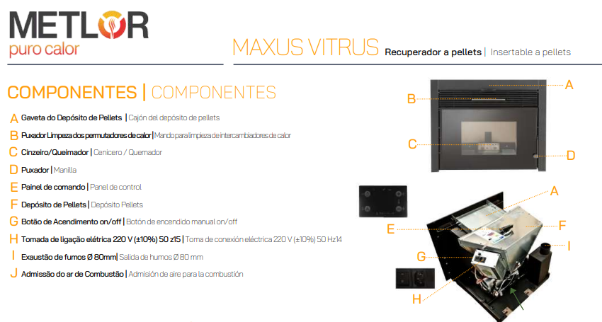 INSERTABLE DE PELLETS METLOR MODELO MAXUS VITRUS - Imagen 4