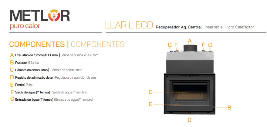 INSERTABLE DE LEÑA METLOR MODELO LLAR L ECO - Imagen 5