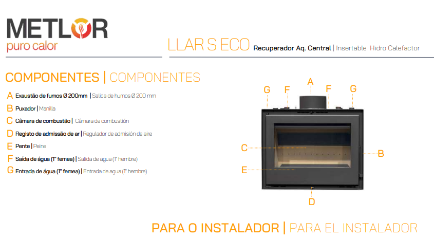 INSERTABLE DE LEÑA METLOR MODELO LLAR S ECO - Imagen 4