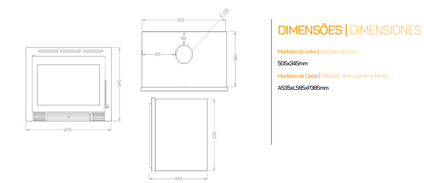 INSERTABLE DE LEÑA CANALIZABLE METLOR MODELO R7A - Imagen 3