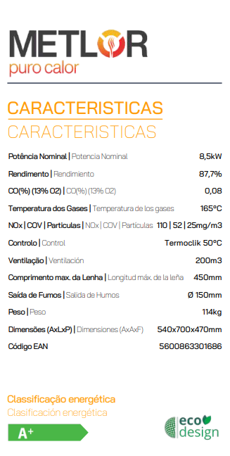INSERTABLE DE LEÑA METLOR MODELO ELOS ECOLUX 70 - Imagen 4