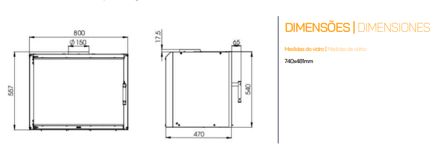 INSERTABLE DE LEÑA CANALIZABLE METLOR MODELO ELOS ECOLUX 80 - Imagen 4