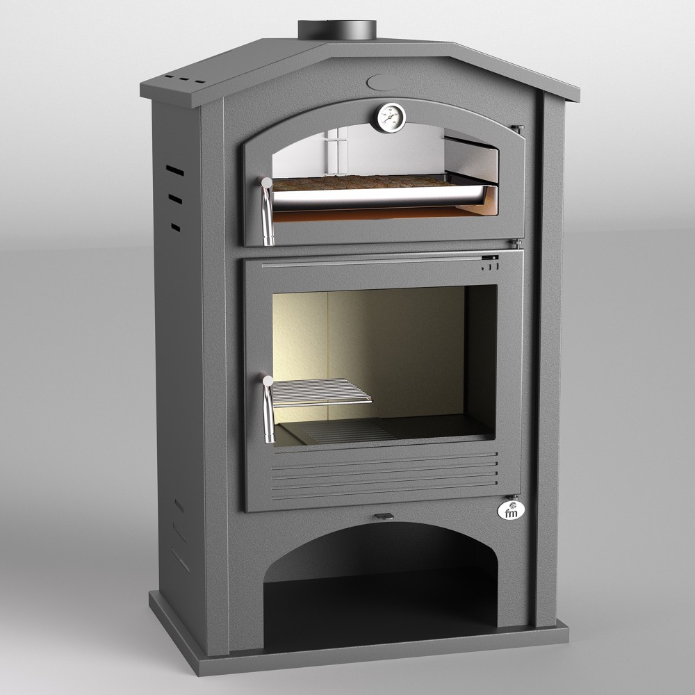 ESTUFA LEÑA CON HORNO INOX ENVOLVENTE FM MODELO M-106 - Imagen 2