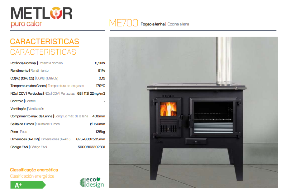 COCINA DE LEÑA METLOR MODELO ME700 - Imagen 2
