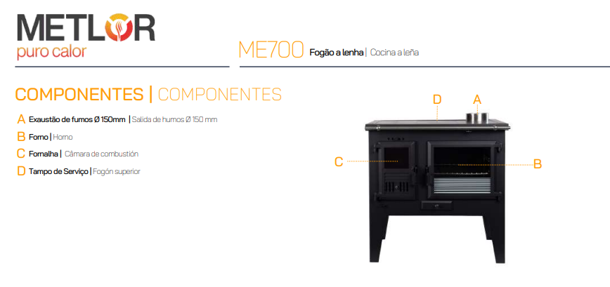 COCINA DE LEÑA METLOR MODELO ME700 - Imagen 5