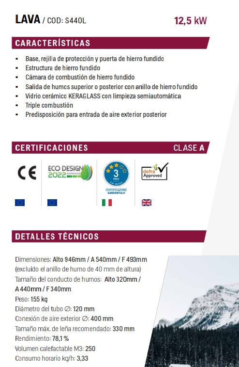 ESTUFA DE LEÑA FUNDICIO MODELO LAVA - Imagen 4