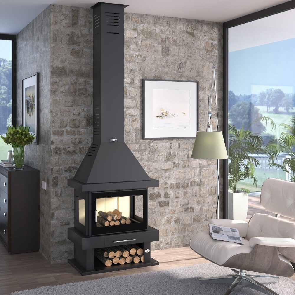 CHIMENEA LEÑA FRONTAL 3 CARAS FM MODELO C-103 - Imagen 2