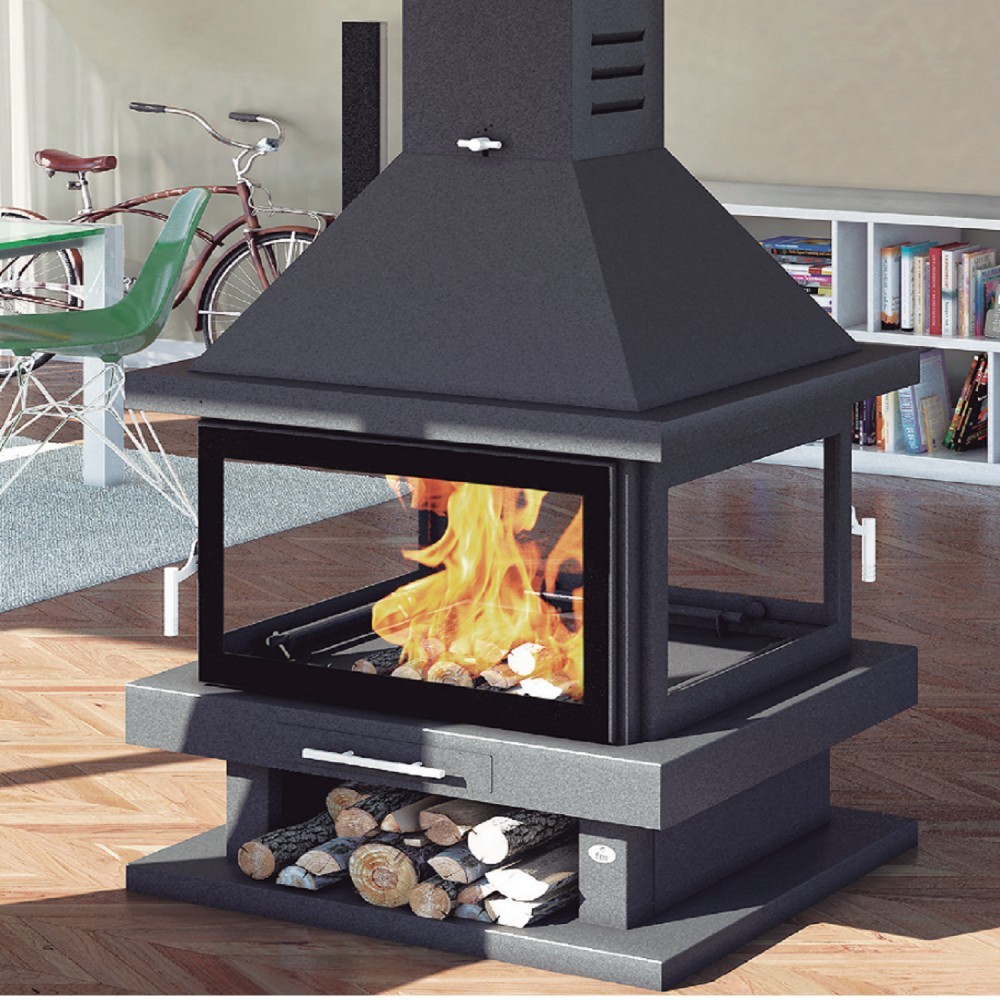 CHIMENEA METÁLICA A LEÑA CENTRAL 2 PUERTAS FM MODELO C-204K