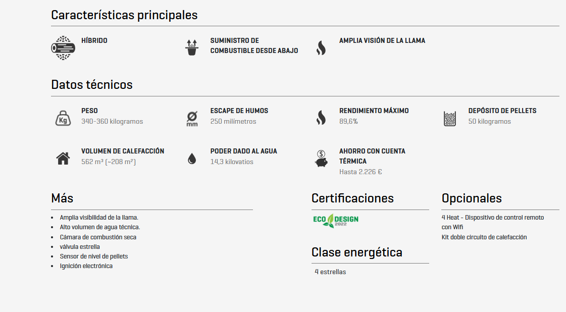 TERMOCHIMENEA HÍBRIDA AUTOMÁTICA DE LEÑA Y PELLET GIROLAMI MODELO TC BIO EVO 70 - Imagen 6