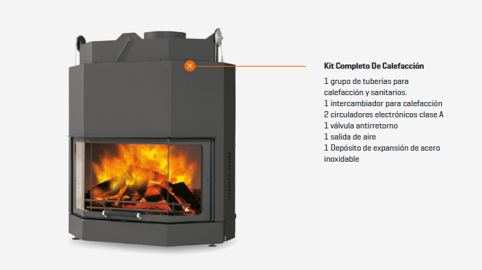 CHIMENEA DE LEÑA CON CRISTAL GIROLIMA MODELO TC EVO 75 PRISMA - Imagen 3
