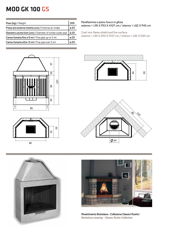 CHIMENEA DE HIERRO FUNDIDO GIROLAMI MODELO GK 100 GS - Imagen 3