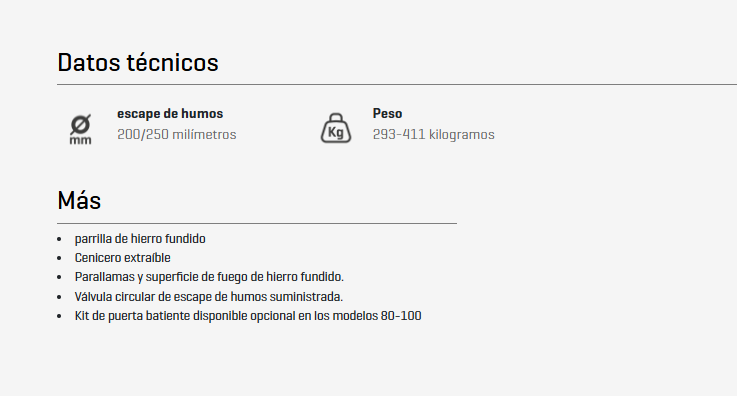 CHIMENEAS DE HIERRO FUNDIDO GIROLAMI MODELO GK 120 GS - Imagen 3