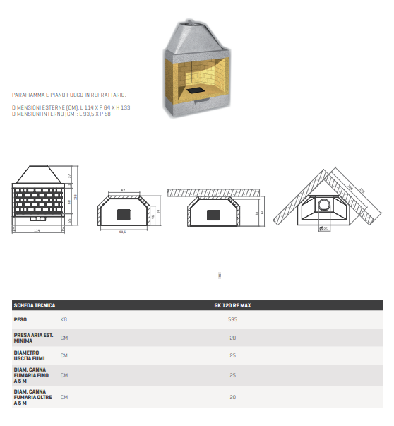 CHIMENEA REFRACTARIAS GIROLAMI MODELO GK 120 MAX RF - Imagen 3