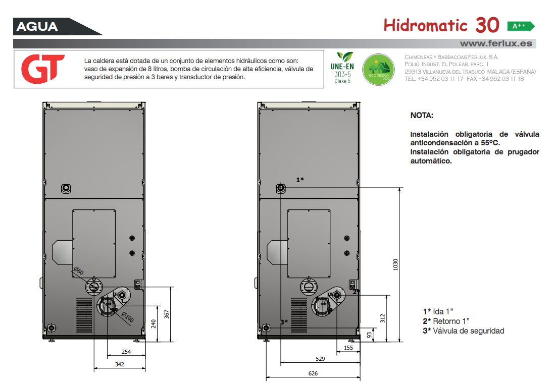 CALDERA MODELO HIDROMATIC 35KW DE FERLUX - Imagen 3