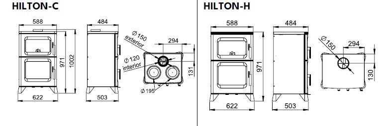 ESTUFA DE LEÑA CON HORNO Y COCINA BRONPI MODELO HILTON-C - Imagen 4