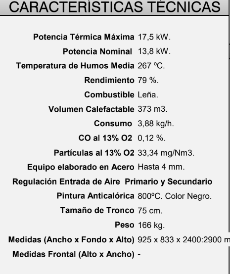 CHIMENEA METÁLICA A LEÑA CENTRAL 2 PUERTAS FM MODELO C-204K - Imagen 4