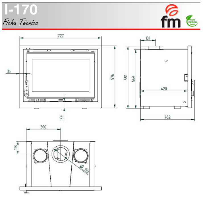 INSERTABLE DE LEÑA I-170 FM - Imagen 3