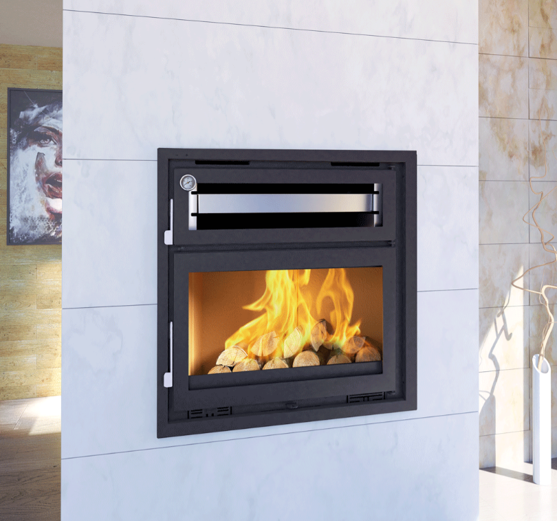 INSERTABLE DE LEÑA CON HORNO INOX Y BANDEJA DE 60CM FM MODELO I/IT-180 H (CON/SIN TURBINA)