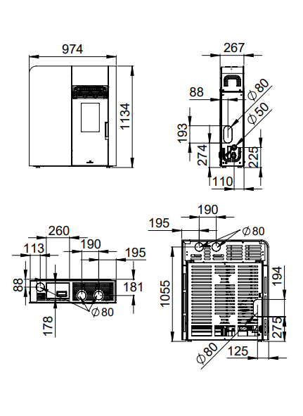 ESTUFA DE PELLET EXTRAPLANA BRONPI MODELO CLEO 11KW - Imagen 4