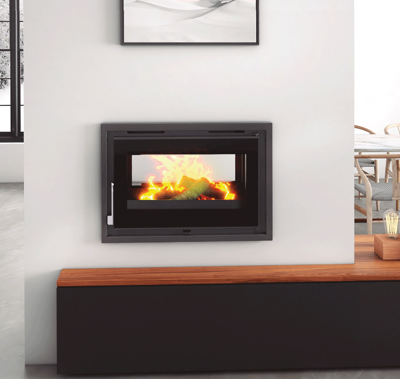 INSERTABLE DE LEÑA DOBLE CARA 80CM CON VENTILADORES FM MODELO IT-182 K-FK
