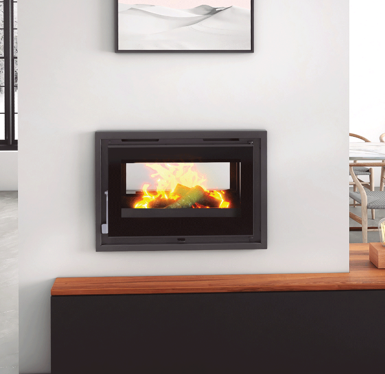 INSERTABLE DE LEÑA DOBLE CARA 70CM CON VENTILADORES FM MODELO IT-172 K-FK