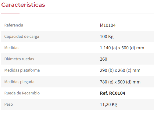 CARRETILLA PLEGABLE ALMACÉN Y ALTA CARGA 100KG M10104 - MAXIMA - Imagen 2