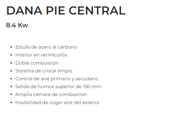 ESTUFA DE LEÑA EN ACERO PIE CENTRAL FERLUX MODELO DANA PIE CENTRAL - Imagen 3