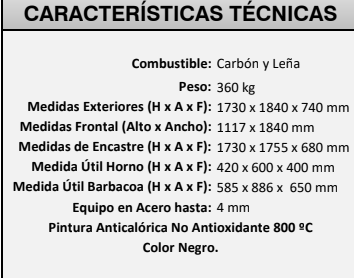 BARBACOA DE CARBÓN Y LEÑA VISTA Y ENCASTRABLE CON HORNO FM MODELO FUSIÓN 200 E - Imagen 3