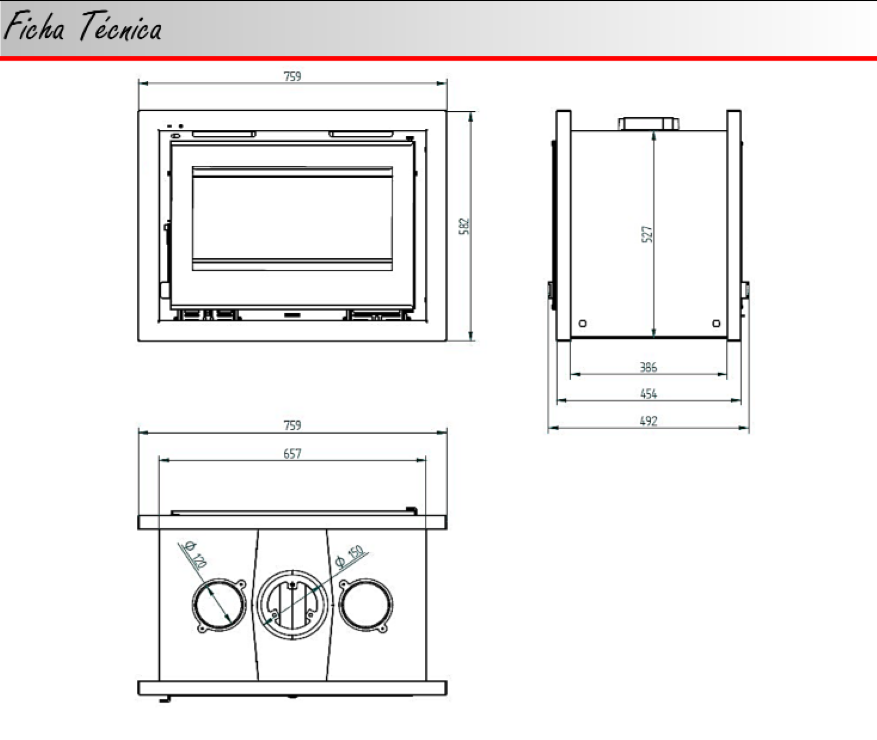 INSERTABLE DE LEÑA DOBLE CARA 70CM CON VENTILADORES FM MODELO IT-172 K-FK - Imagen 4