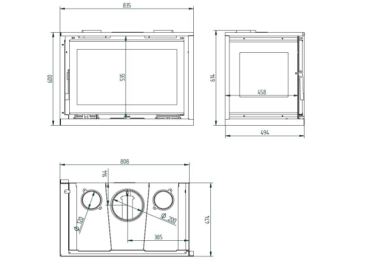 INSERTABLE DE LEÑA DOBLE CARA 80CM CON VENTILADORES FM MODELO IT-182 K-FK - Imagen 4