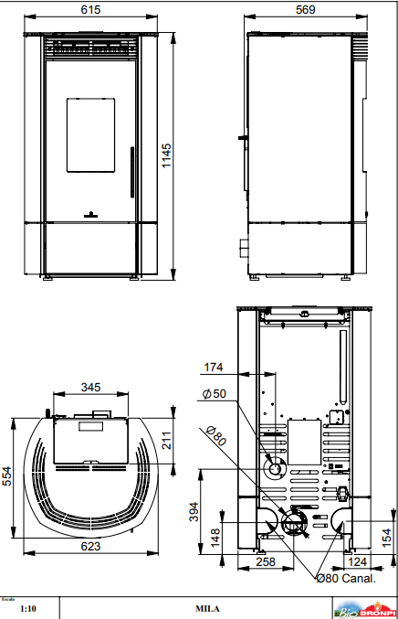 ESTUFA DE PELLET CON WIFI INCLUIDO DE SERIE BRONPI MODELO MILA 11KW - Imagen 5