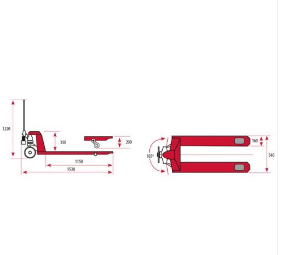 TRANSPALETA MANUAL PALA ANCHA 2500KG DE CARGA ZA2500 - MAXIMA - Imagen 4