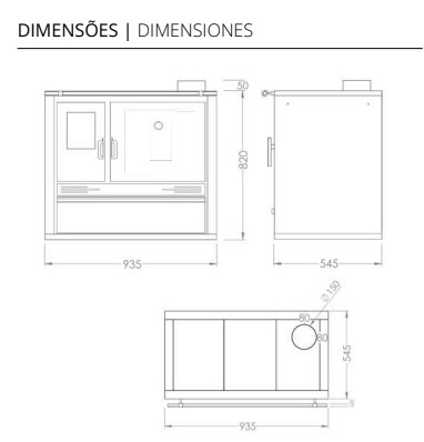 COCINA A LEÑA DISEÑO CONTEMPORÁNEO MEKKA MODELO ME16 BLACK/INOX - Imagen 3